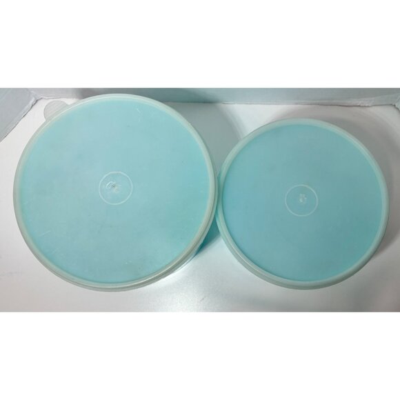 Vtg ACTION Ind Inc Plastic Storage Containers Blue w/ lid Circular - Picture 5 of 8